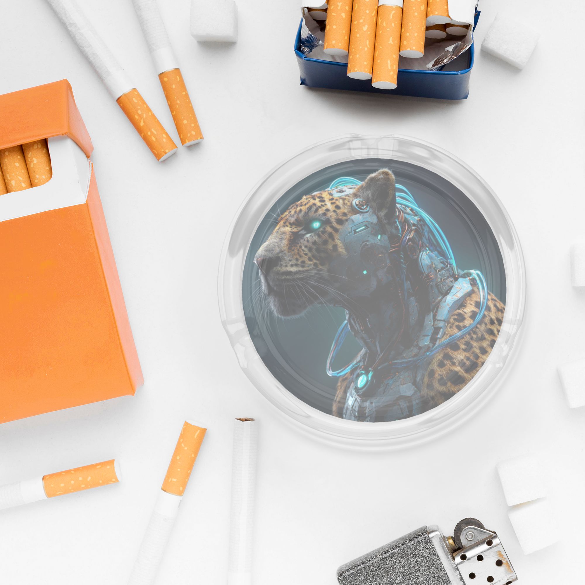 Futuristic Mechanical Leopard Glass Ashtray｜Creative Home Decoration & Gift