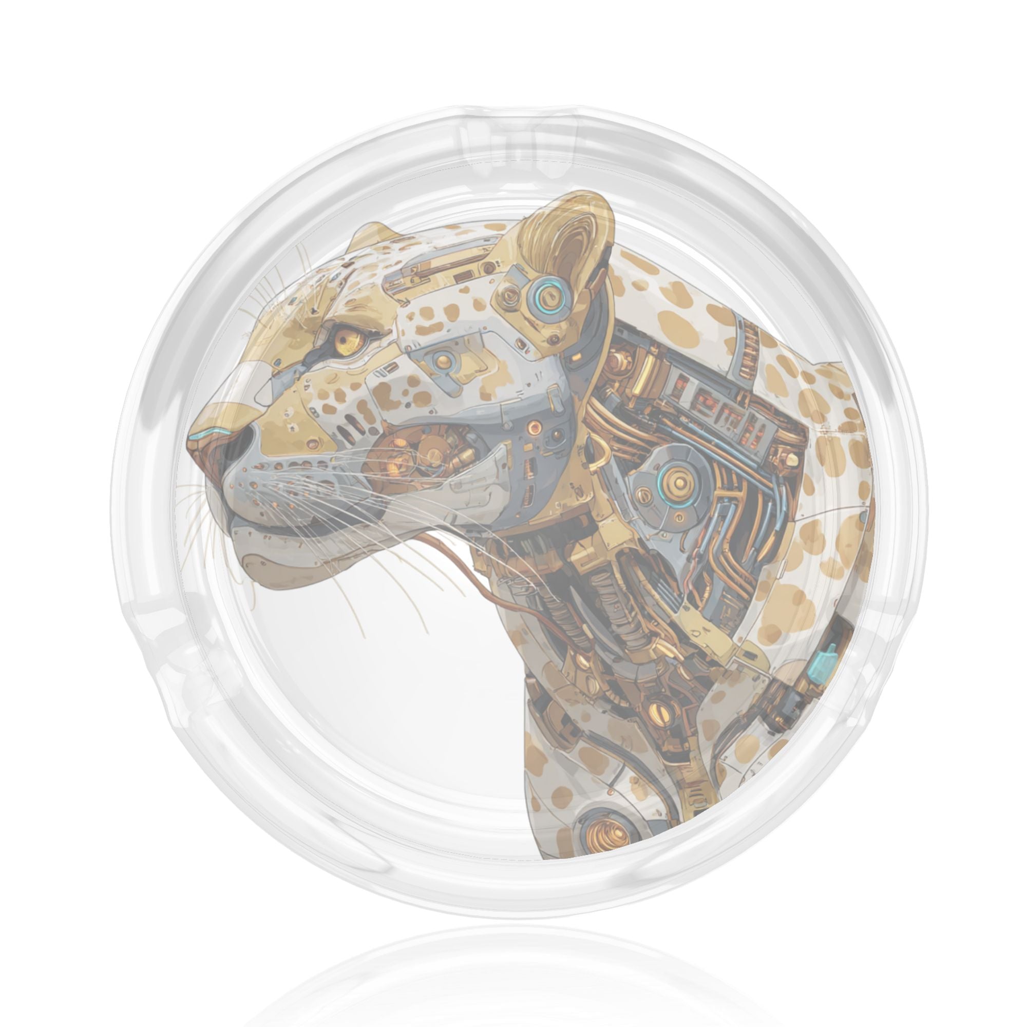 Cyberpunk Leopard Design Glass Ashtray | Futuristic & Artistic Decor Piec