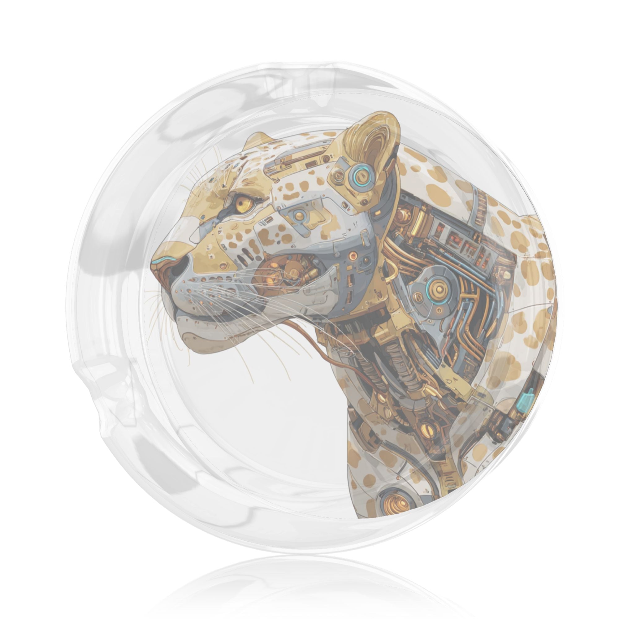 Cyberpunk Leopard Design Glass Ashtray | Futuristic & Artistic Decor Piec