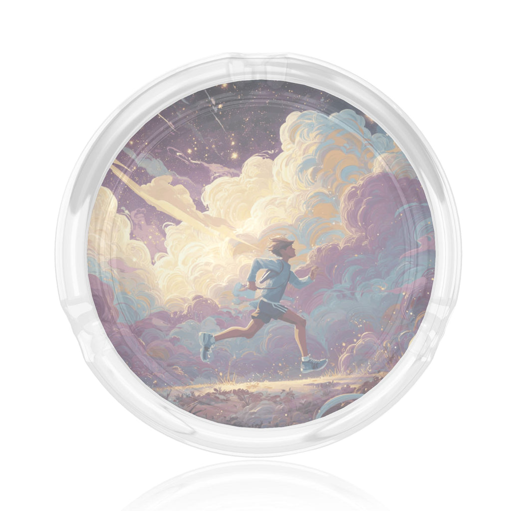 Creative Art Runner Glass Ashtray – Fantasy Sky Design for Home & Bar Decoration