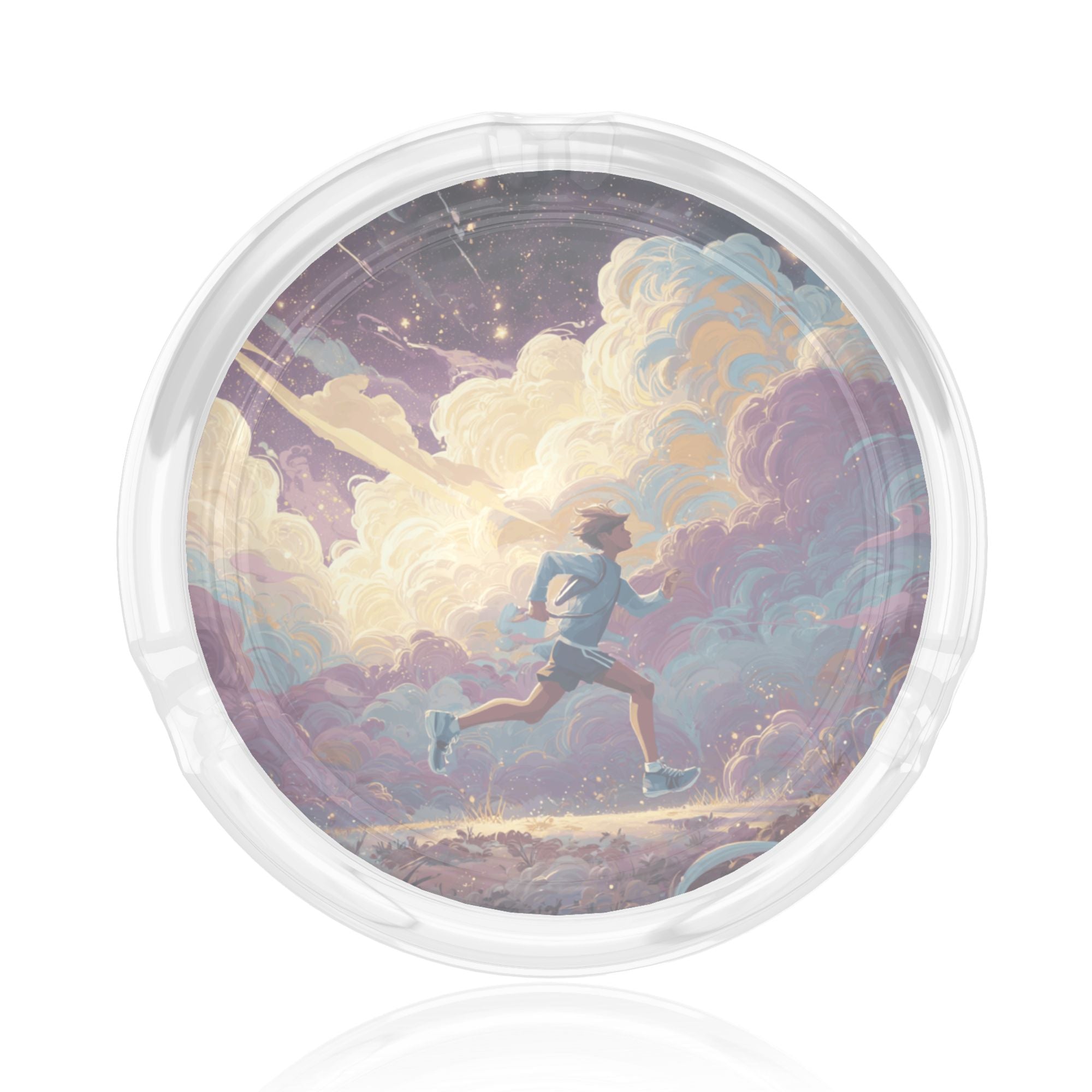 Creative Art Runner Glass Ashtray – Fantasy Sky Design for Home & Bar Decoration