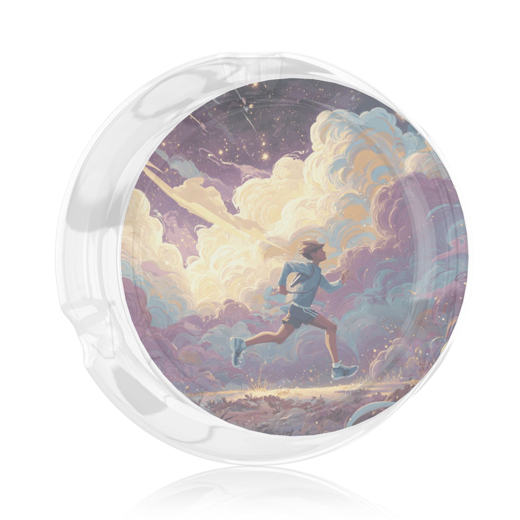 Creative Art Runner Glass Ashtray – Fantasy Sky Design for Home & Bar Decoration