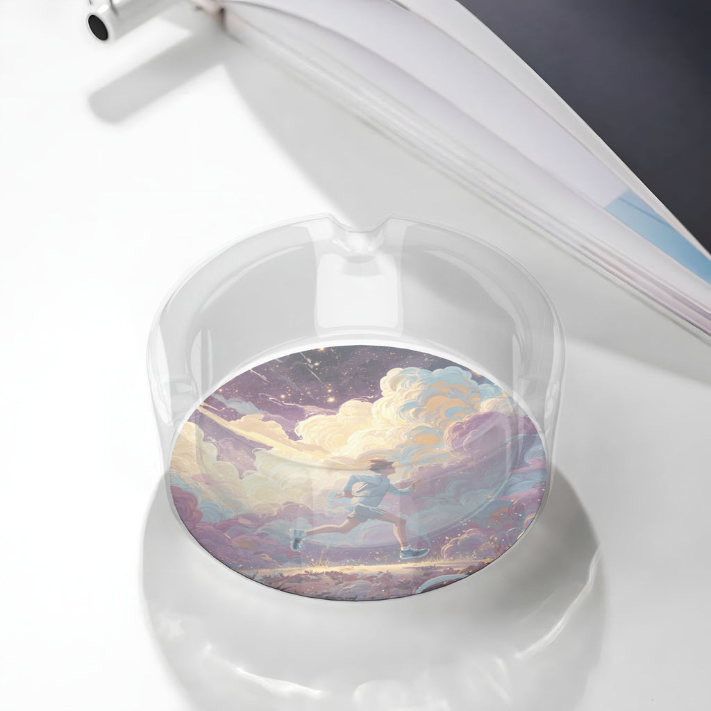 Creative Art Runner Glass Ashtray – Fantasy Sky Design for Home & Bar Decoration