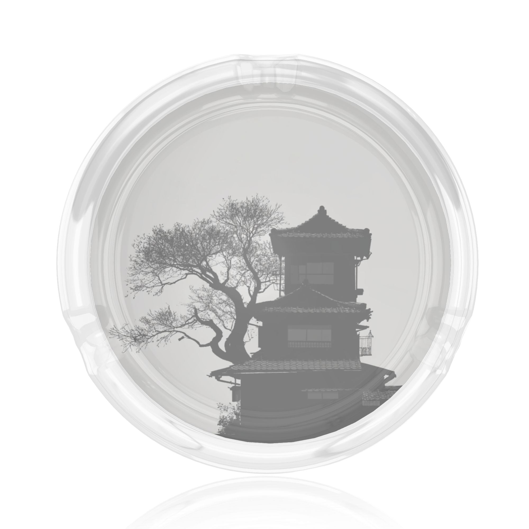 Minimalist Ink-Style Round Acrylic Ashtray – Oriental Architecture Design