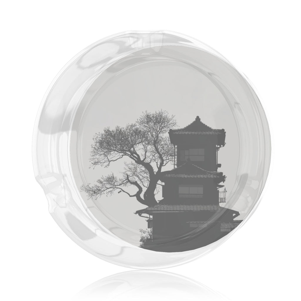 Minimalist Ink-Style Round Acrylic Ashtray – Oriental Architecture Design