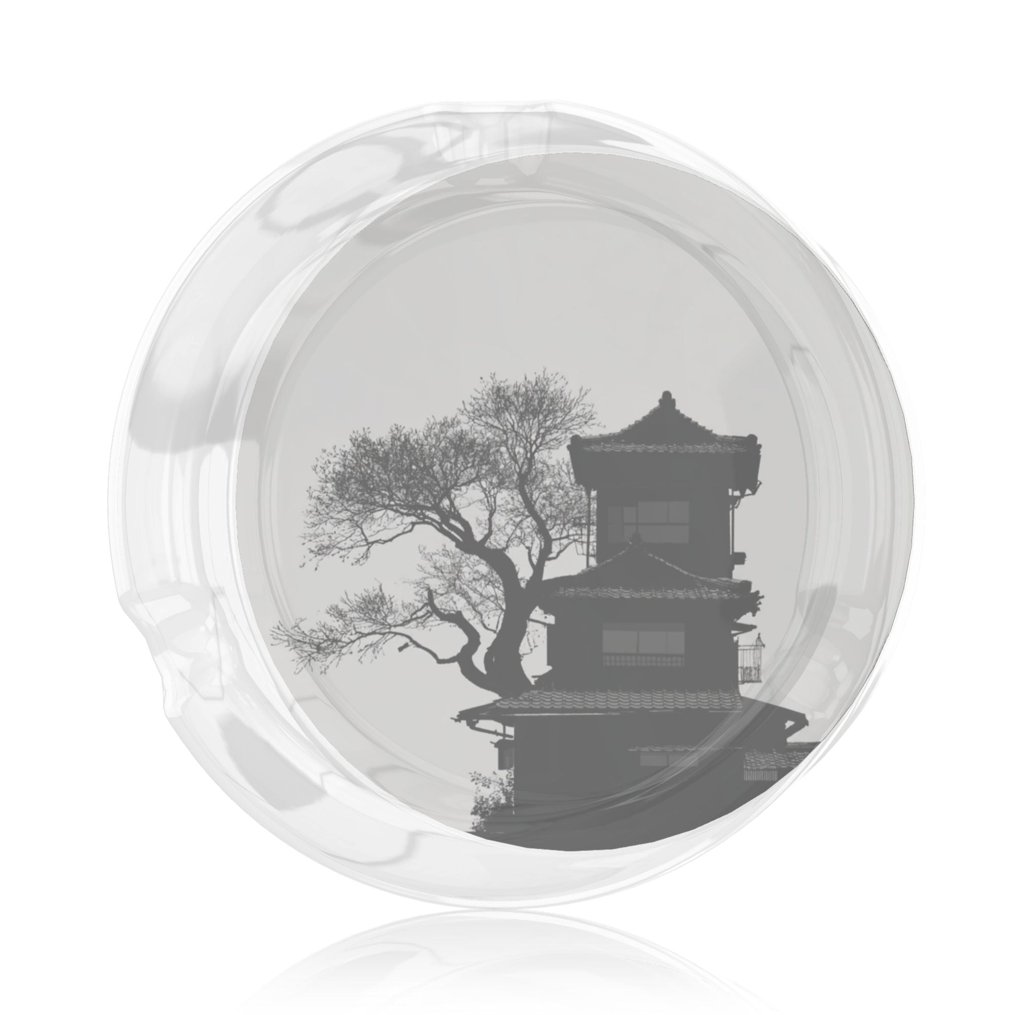 Minimalist Ink-Style Round Acrylic Ashtray – Oriental Architecture Design