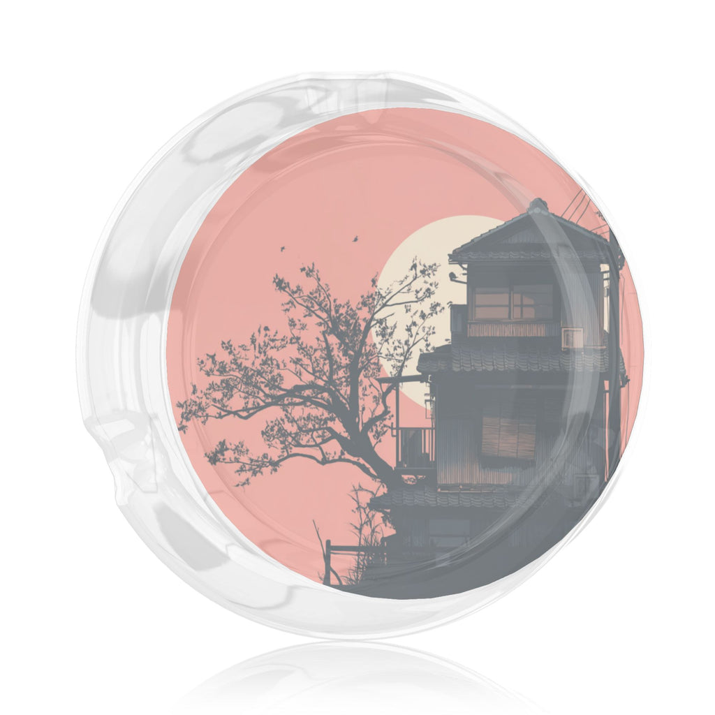 Creative Sunset Japanese-Style Glass Ashtray — Decorative & Functional